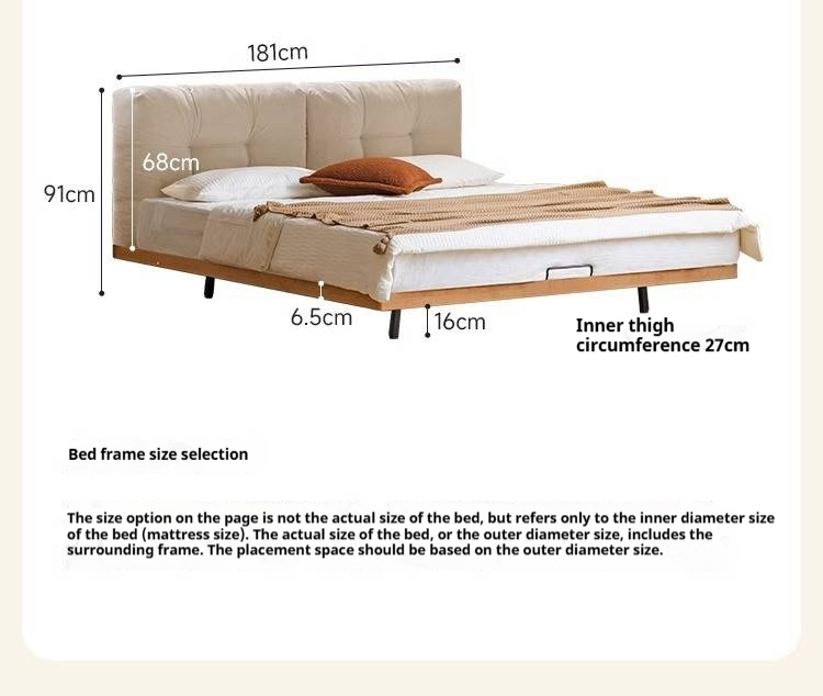 Rubberwood Solid Wood Floating Soft Upholstery Bed