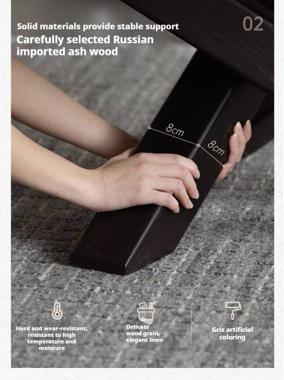 Ash Solid Wood Italian Light Luxury Round Glass Table