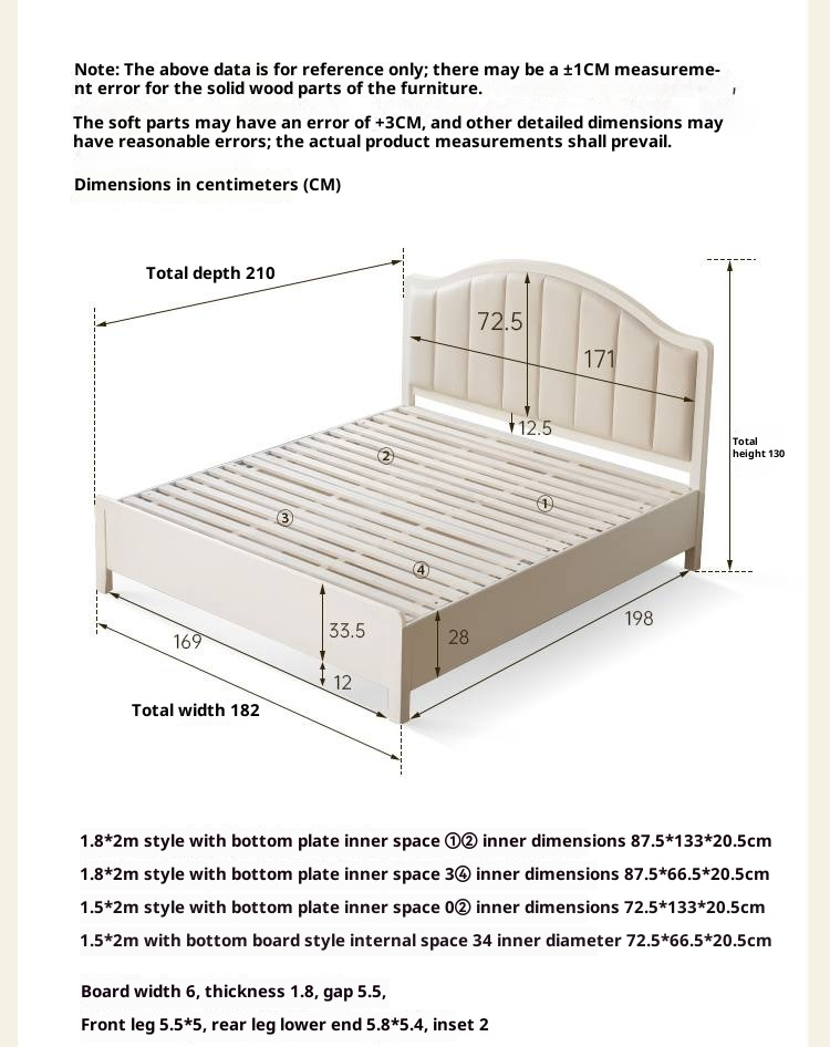Rubberwood Solid Wood White Large Box Bed American Style