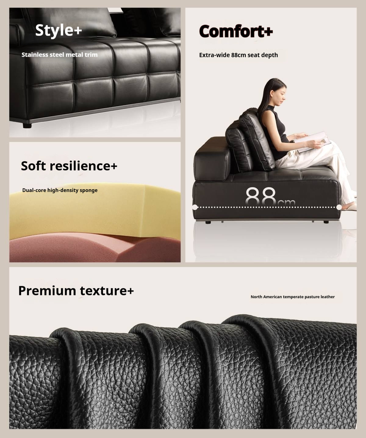 Genuine Leather Lawrence Italian Modern Sofa