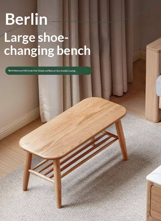 Oak, Solid Rubberwood Shoe Bench