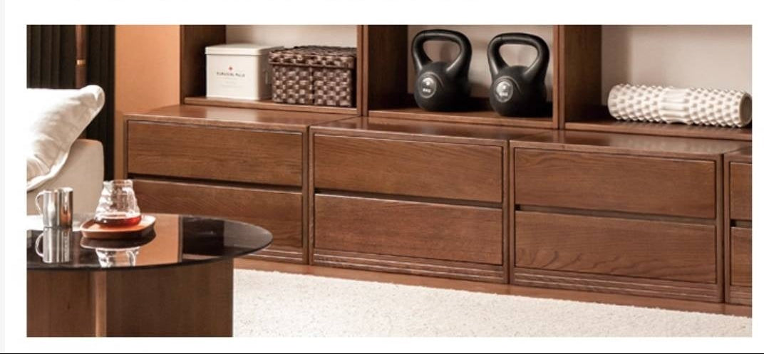 Oak Solid Wood Modern Minimalist Style Bookcase And Storage