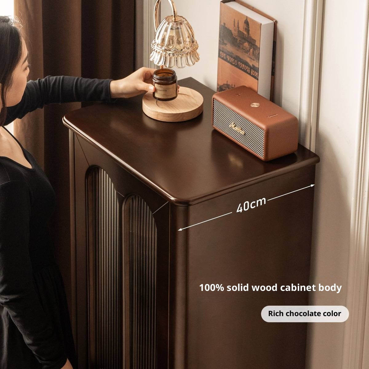 Poplar Solid Wood American Retro Side Cabinet