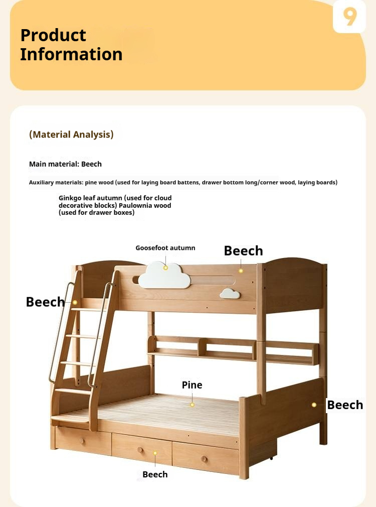 Beech Solid Wood Children's Bunk Bed