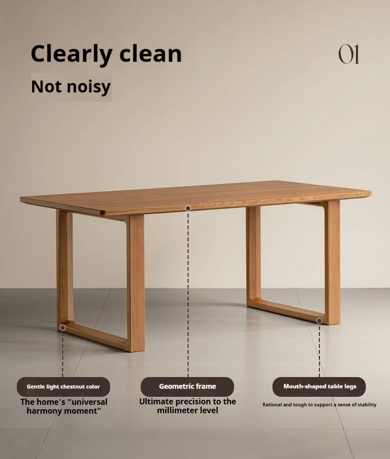 White Oak Solid Wood Antique Rectangular Dining Table