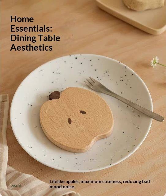 Black Walnut, Beech Solid Wood Creative Apple Shaped Coaster