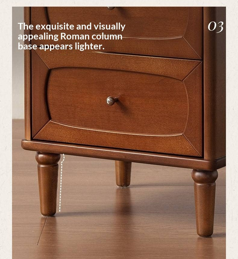 Black Walnut, Poplar Solid Wood French Retro Style Nightstand