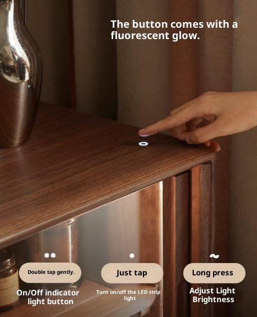 Black Walnut Solid Wood Italian Light Luxury Side Cabinet.