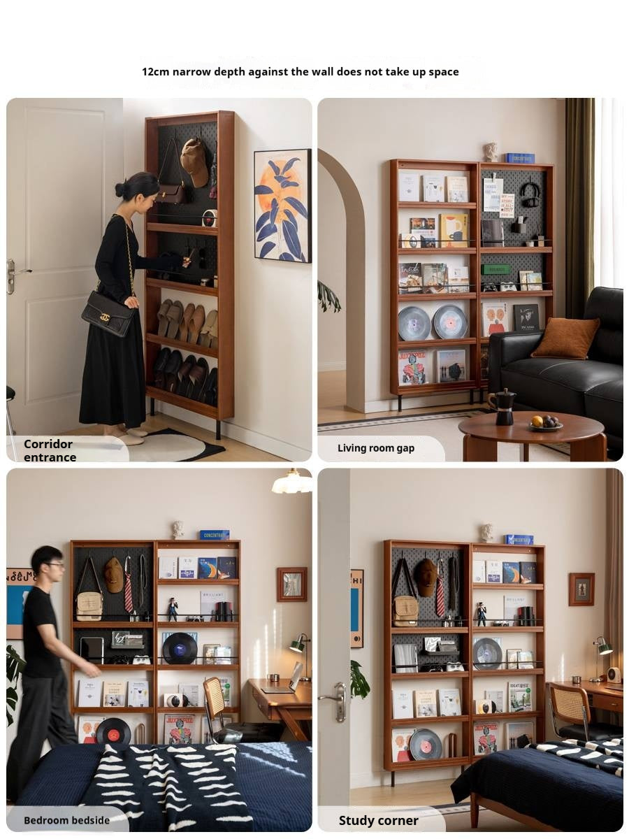 Solid Rubberwood Vintage Style Ultra-Thin Bookshelf