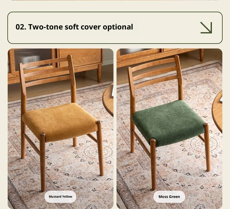 Set 4 pcs Cherry, Ash Solid Wood Artistic Retro Style Dining Chair