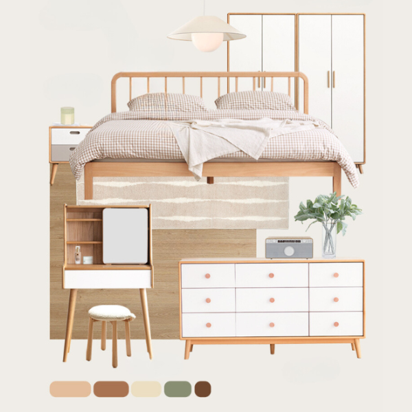 Beech Solid Wood Wardrobe Combination.