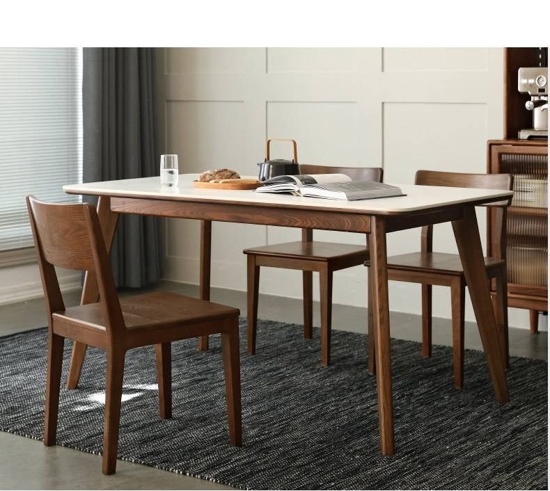 Ash, Black Walnut Solid Wood Slate Dining Table