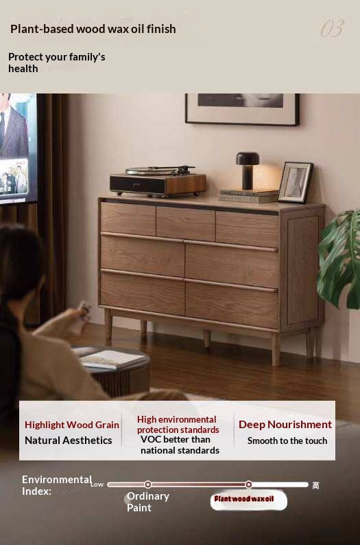 Ash Solid Wood Modern Side Cabinet with Shelved Interior