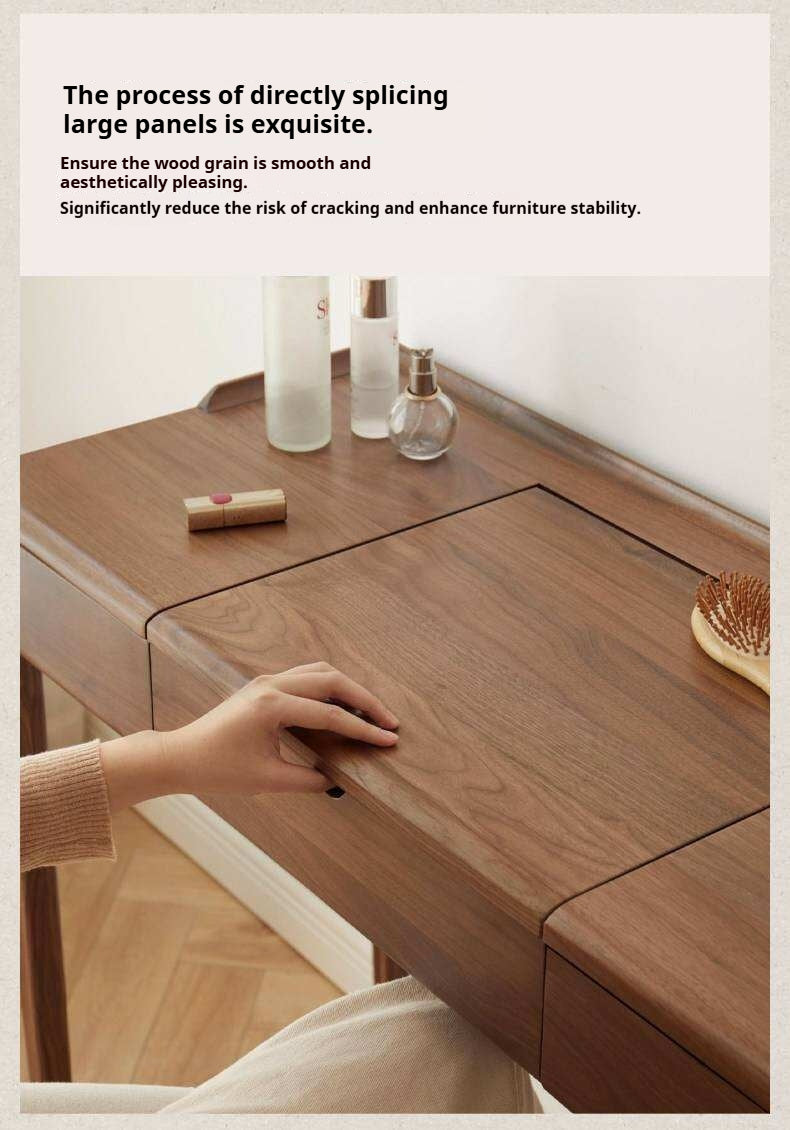 Black Walnut, Ash Solid Wood Flip Vanity Table.