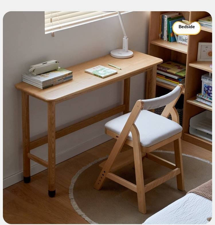 Oak Solid Wood Lifting Study Table Narrow Kids Desk
