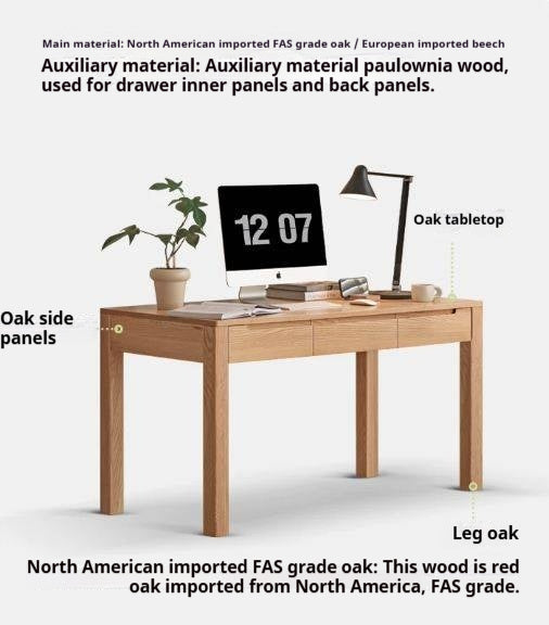 Oak, Beech Solid Wood Office Desk