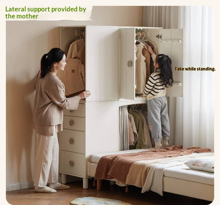 Solid Rubberwood Children's Wardrobe Combination
