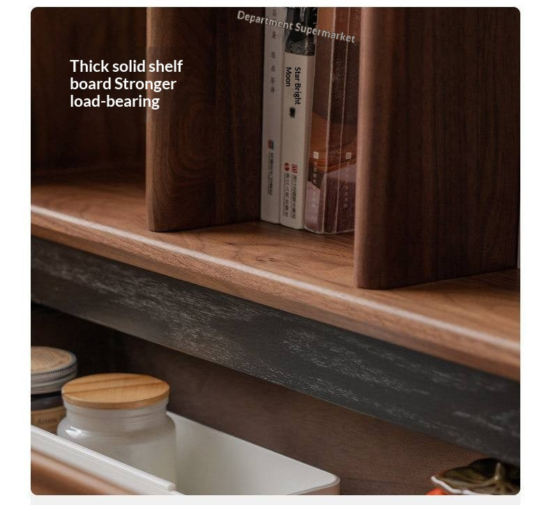 Sandalwood, Oak, Black Walnut, Ash Solid Wood Light Luxury Style Module Bookcase