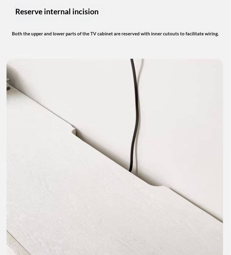 Ash Solid Wood Rattan TV Cabinet Cream Style LED Lights.