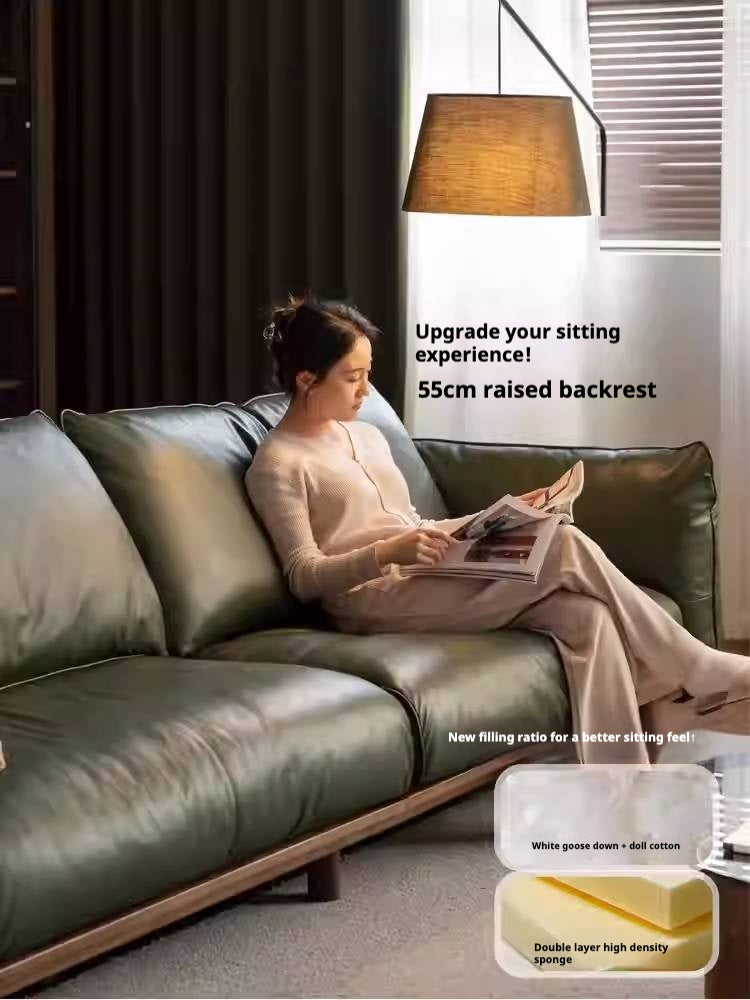 Black Walnut Solid Wood,Solid Sandalwood Genuine leather, fabric Sofa