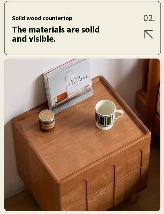 Cherry Solid Wood Retro Nightstand