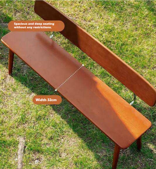 Beech, Birch Solid Wood Organic Leather Long Bench