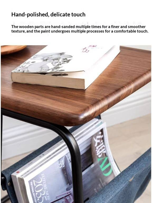 Black Walnut Solid Wood C-shaped Iron Side Table