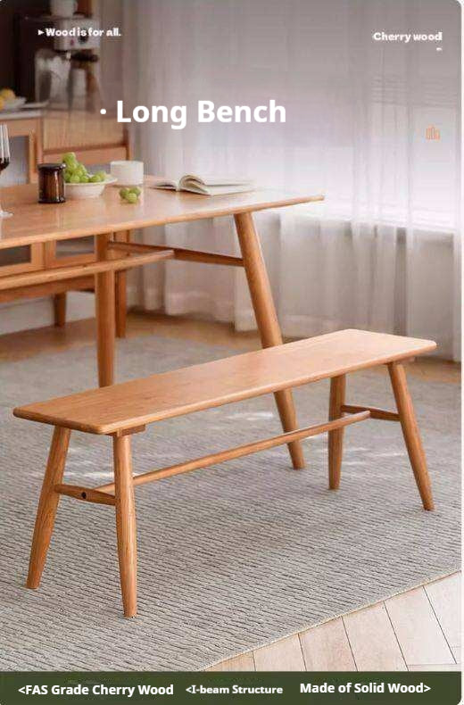 Cherry Solid Wood Bedside Long Bench