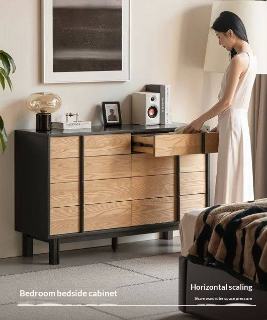 Ash Solid Wood Minimalist Chest of Drawers with Eight Drawers