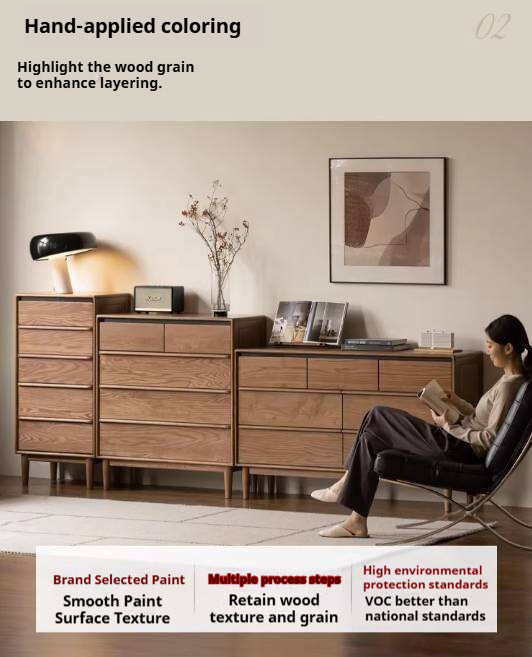 Ash Solid Wood Modern Side Cabinet with Shelved Interior