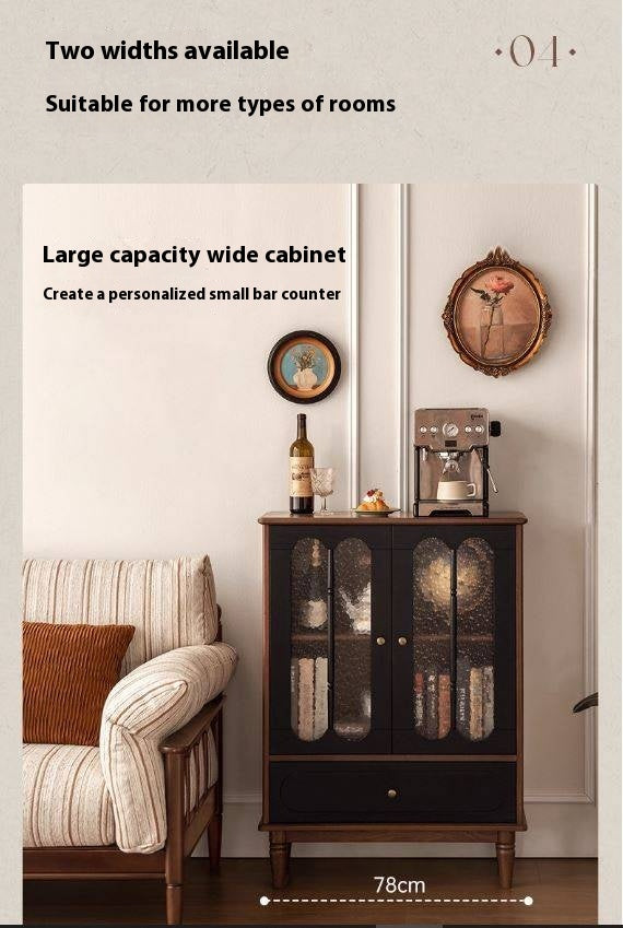 Ash Solid Wood French Retro Side Cabinet