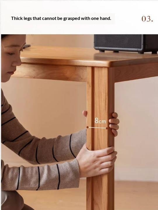 Cherry Solid Wood Office Desk with Integrated Bookshelf