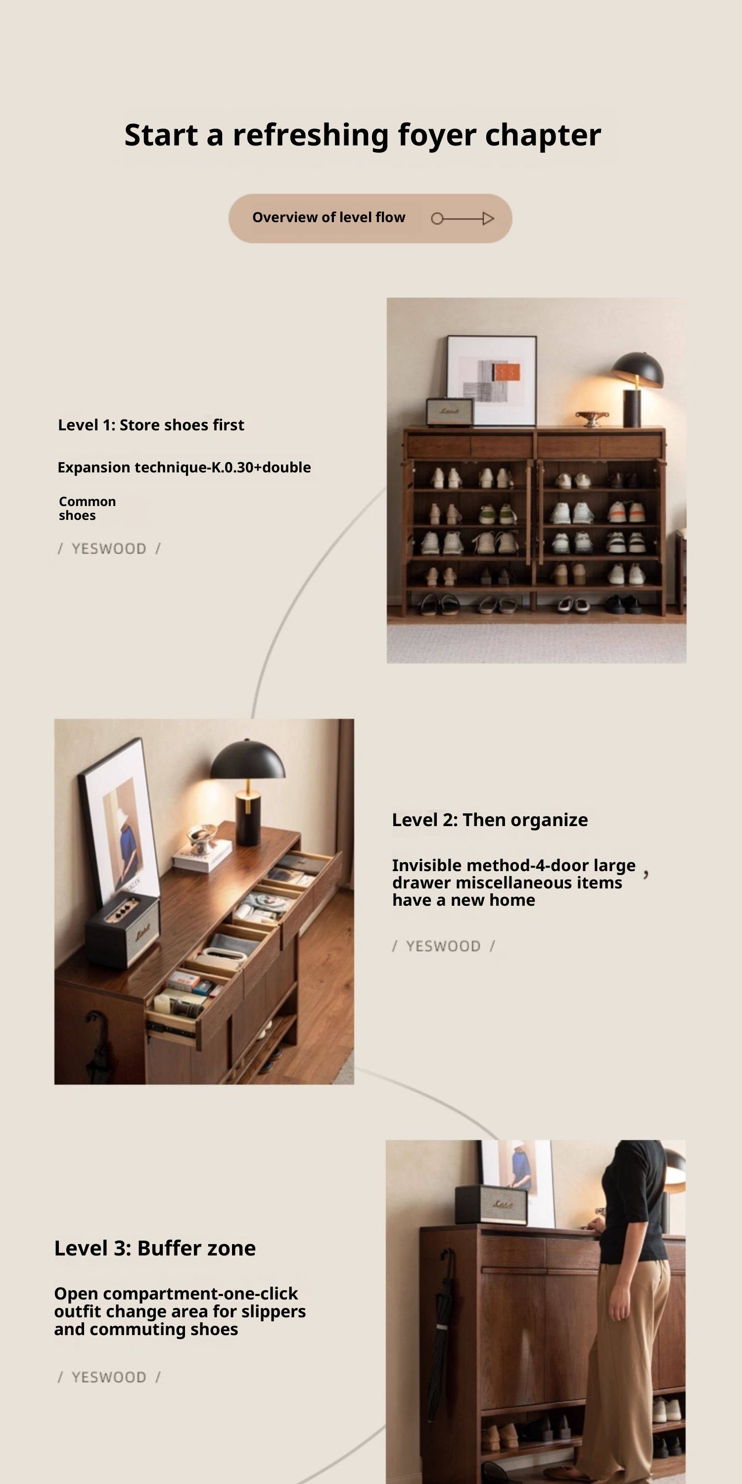 Oak Solid Wood Capacity Shoe Cabinet