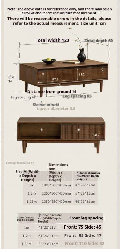 Black Walnut Solid Wood, Solid Longan Hardwood Italian Light Luxury Coffee Table