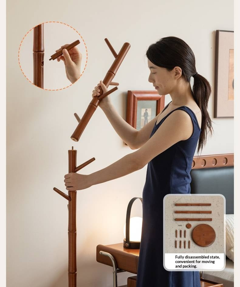 Solid Rubberwood Vintage Style Standing Clothes Hanger