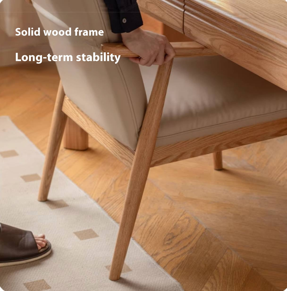 Oak Solid Wood Modern Minimalist Style Leisure Armchair.