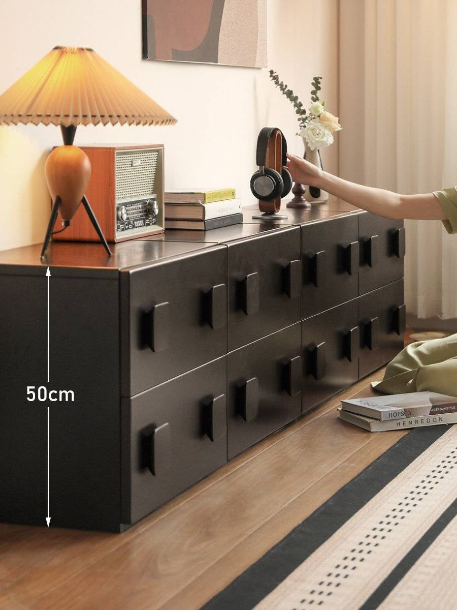 Solid RubberWood TV French Retro Floor Module Combination TV Cabinet.