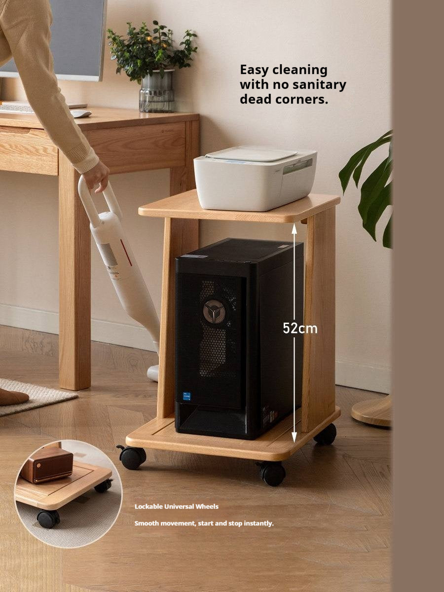 Oak Solid Wood Mobile Storage Rack