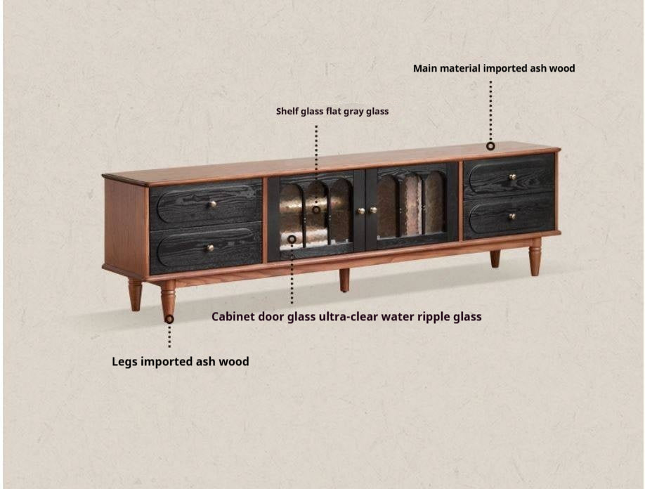 Ash Solid Wood French Retro Side Cabinet