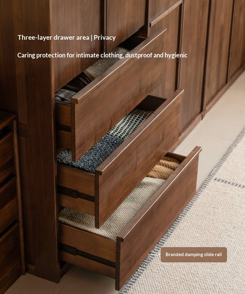 Black Walnut Solid Wood Italian Light Luxury Wardrobe