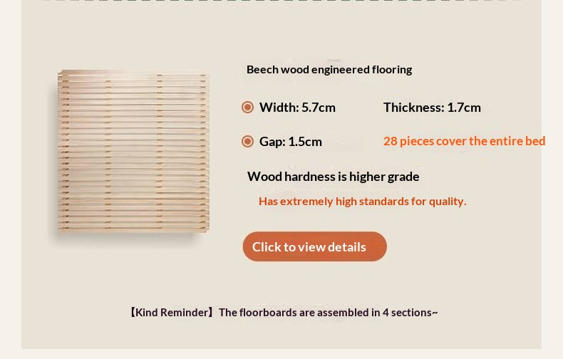 Poplar Solid Wood Vintage Soft Backrest Bed