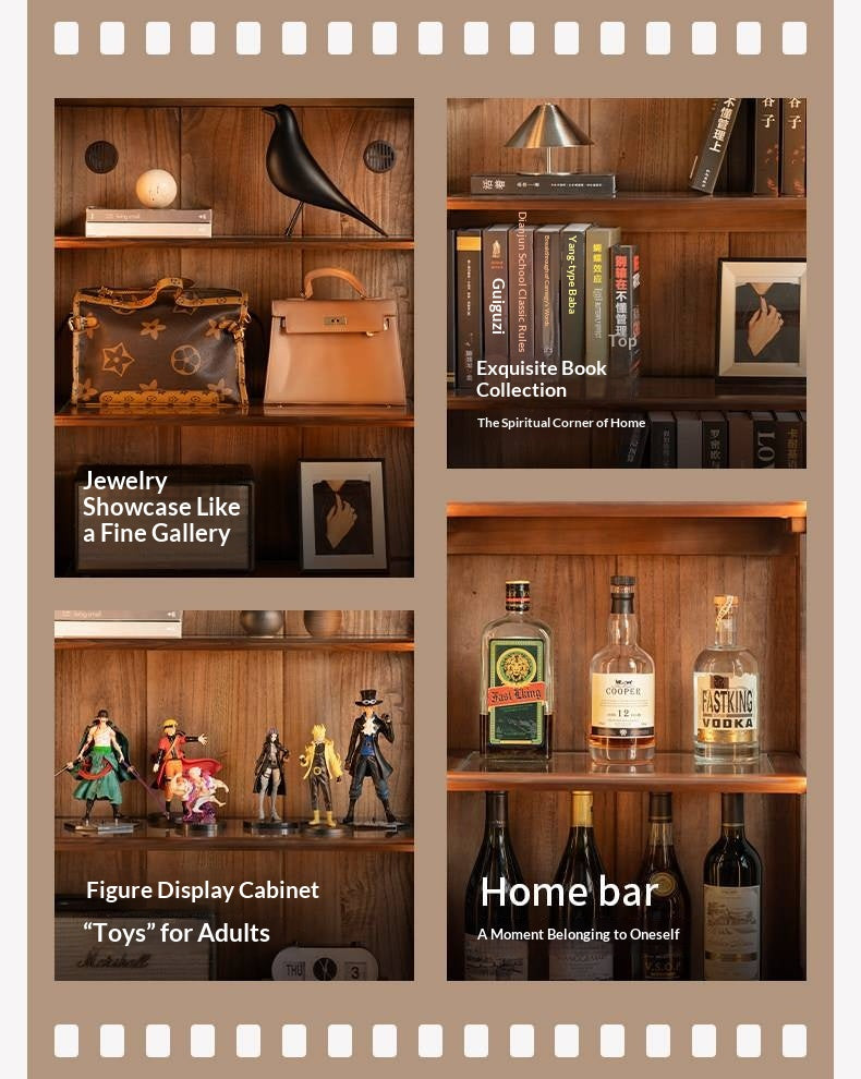 Black Walnut, Ash Solid Wood Modern Study Glass Bookcase