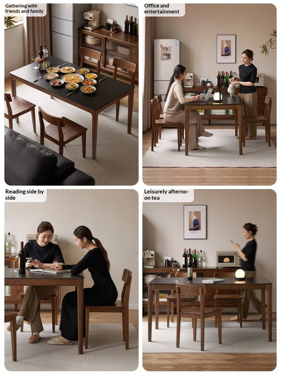 Oak Solid Wood Modern Minimalist Rock Plate Dining Table