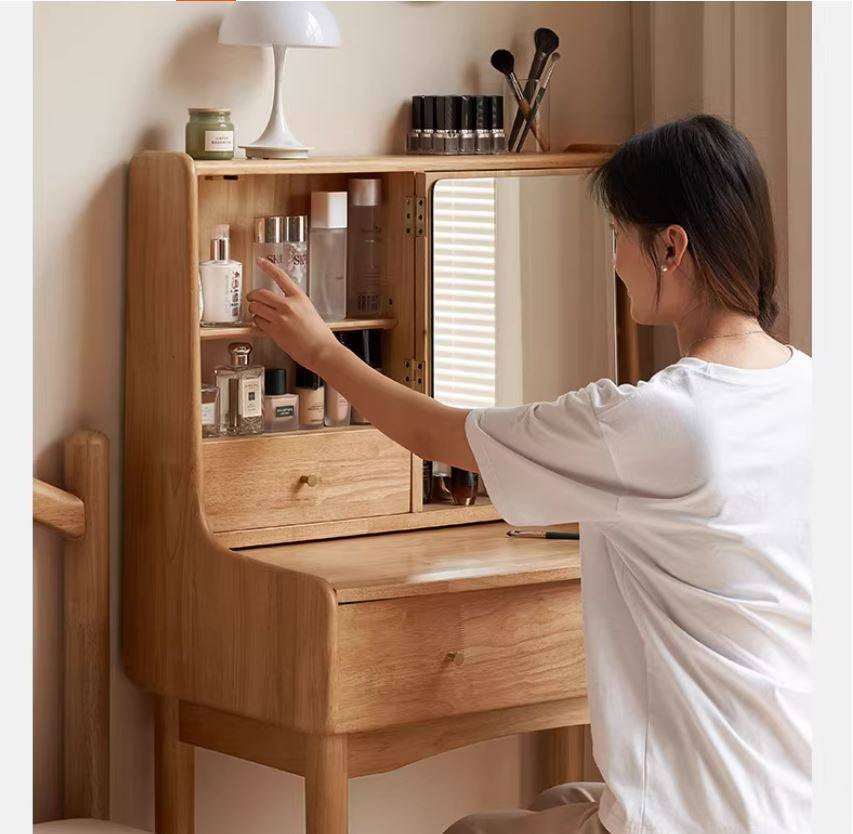 Solid RubberWood Extendable Modern Vanity Table