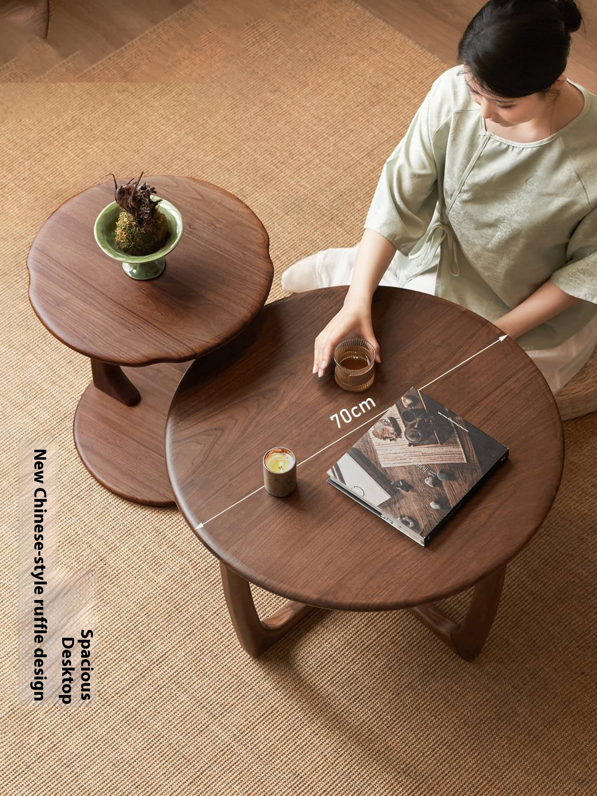 Ash Solid Wood Round Coffee Table