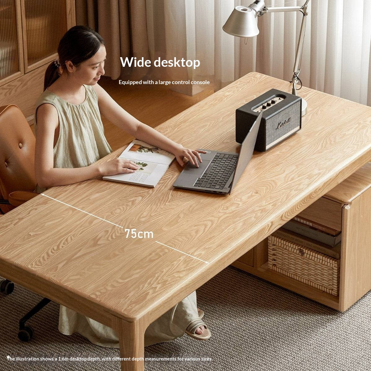 Ash Solid Wood Modern Minimalist Office Desk