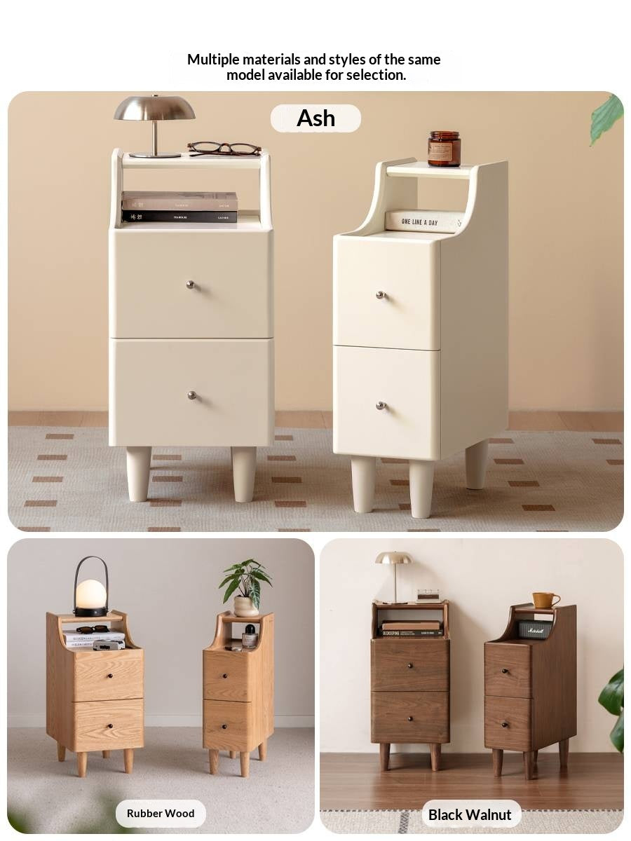 Solid Rubberwood Cream Style Nightstand