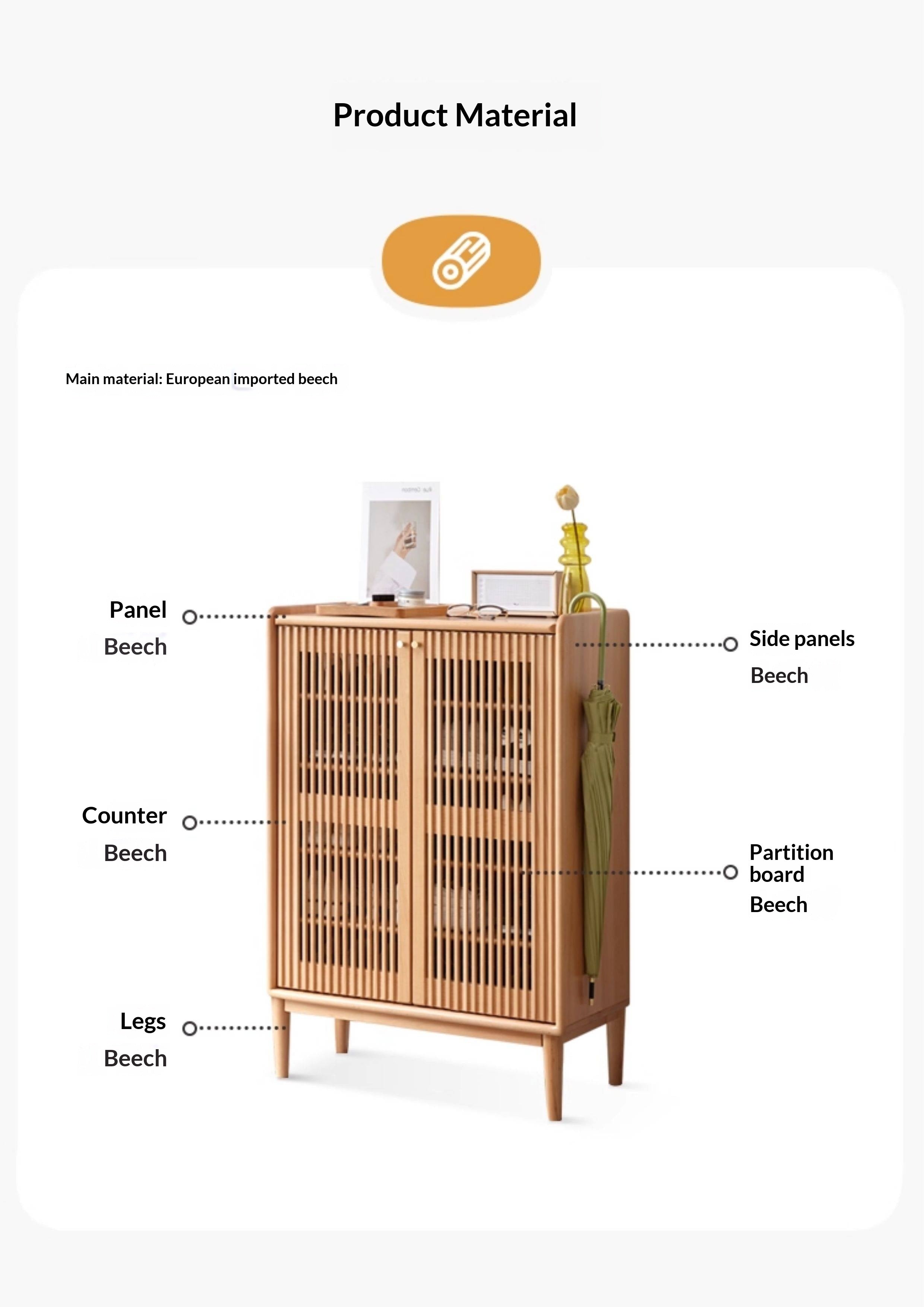 Beech Solid Wood Modern Shoe Cabinet