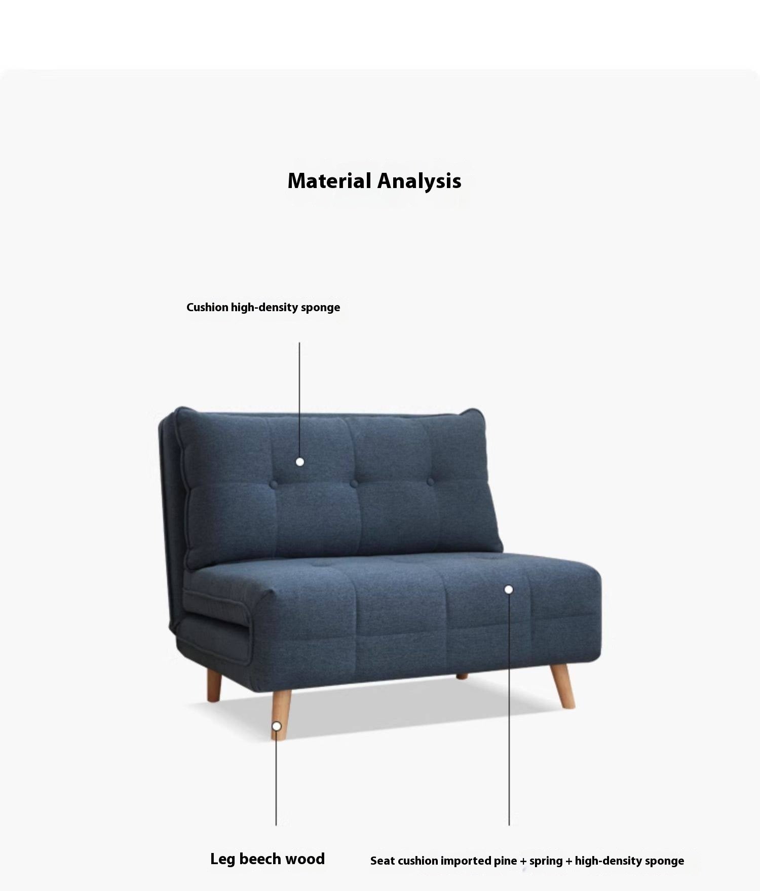 Fabric Sofa Bed, Multifunctional Folding.