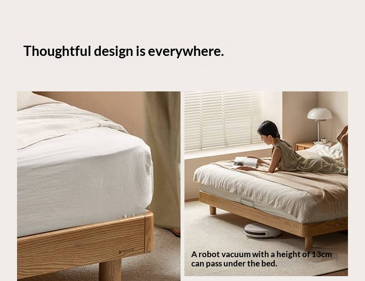 Oak Solid Wood Bed Modern Minimalist Large Bed